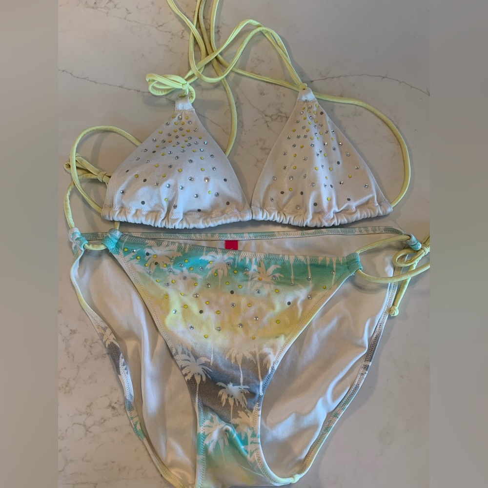 Victoria's Secret Yellow and White Bikini